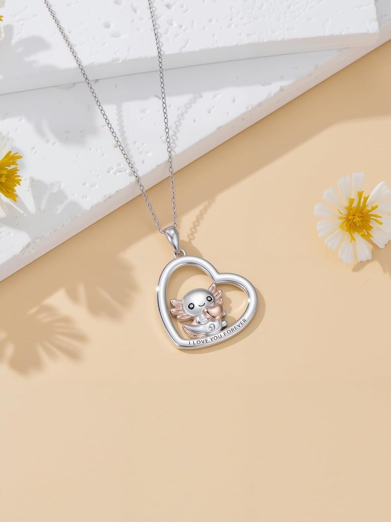Cargari Store Dragonfly/Butterfly/Elephant/Hummingbird/Axolotl/Horse/Panda/Bee necklace for Women 925 Sterling Silver Heart Pendant Necklace Animal Jewelry Gifts for Women - Image 3